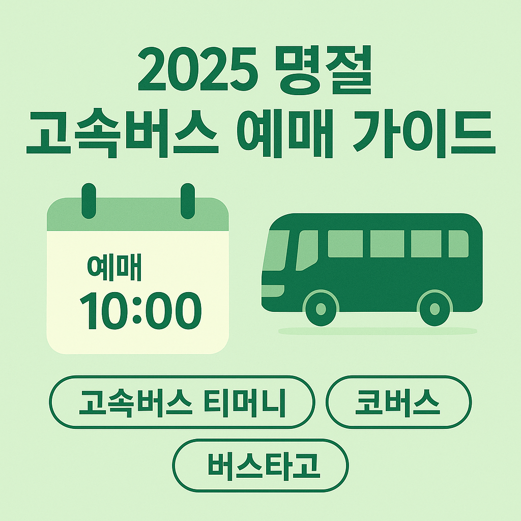 2025 명절 고속버스 예매 달력과 버스 아이콘 인포그래픽