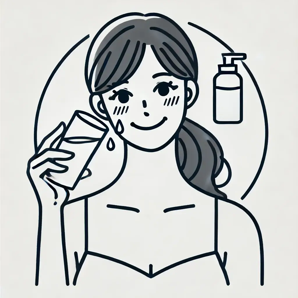 물을 마시며 피부 보습을 실천하는 여자의 모습