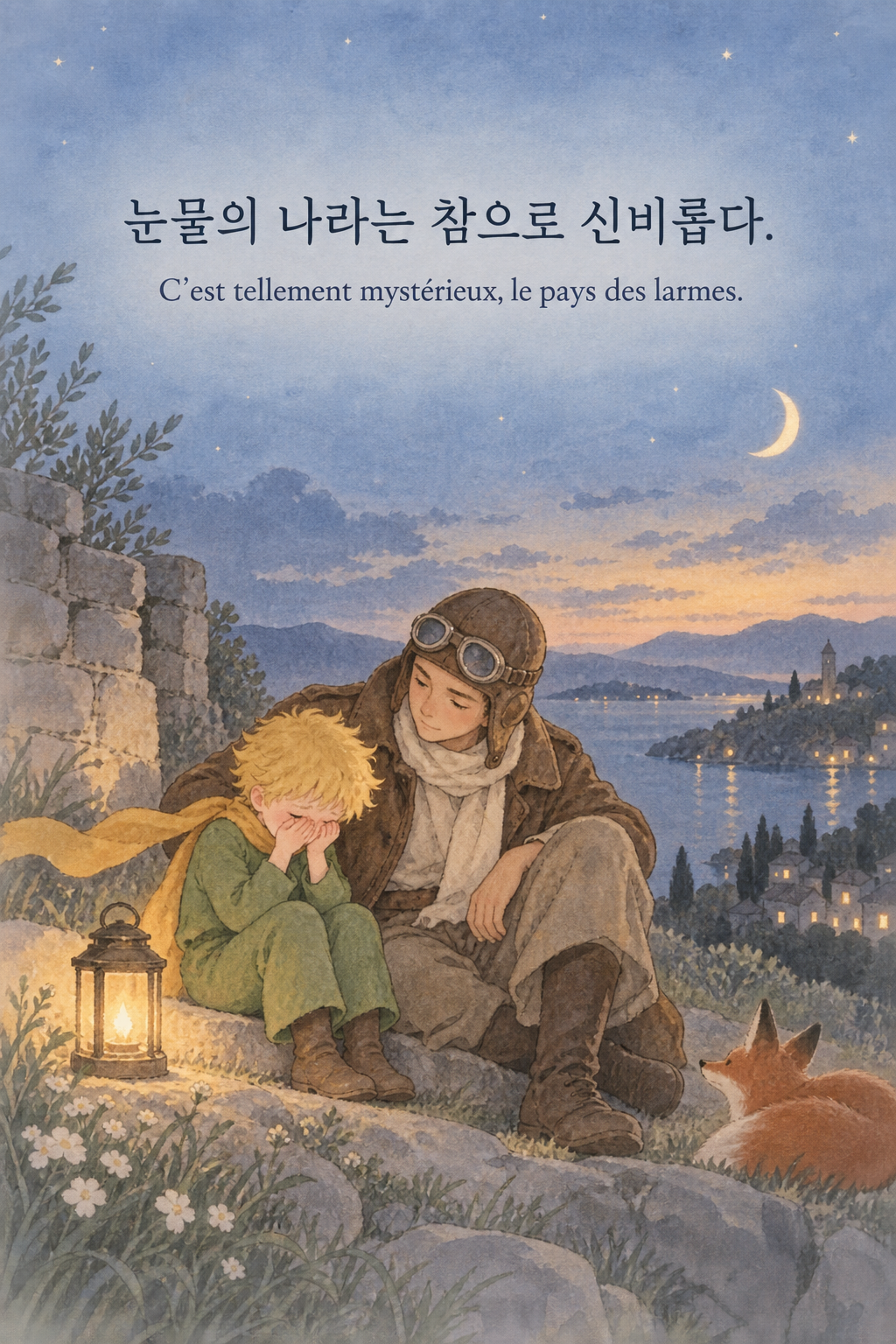 눈물의 나라는 참으로 신비롭다. 프랑스어 원문과 함께 담은 어린 왕자 그림 이미지