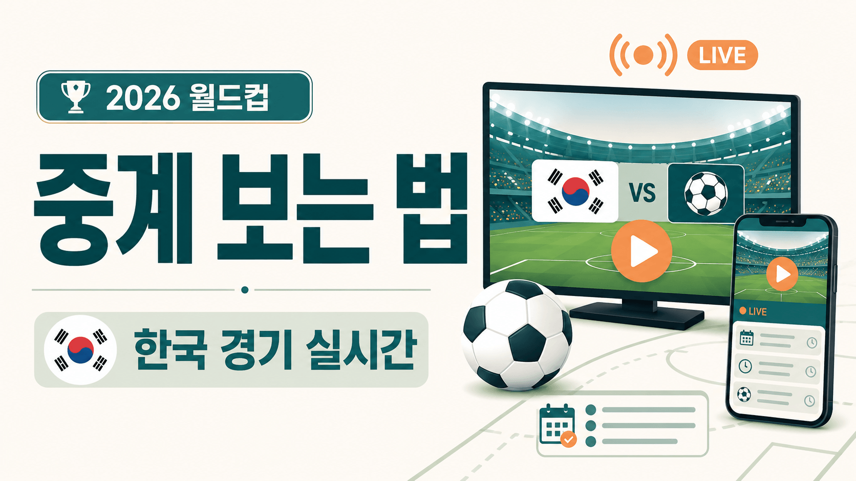 2026 월드컵 중계 보는 법과 한국 경기 실시간 시청 방법