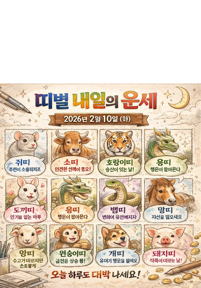 1.띠별 내일의 운세 2026년2월10일