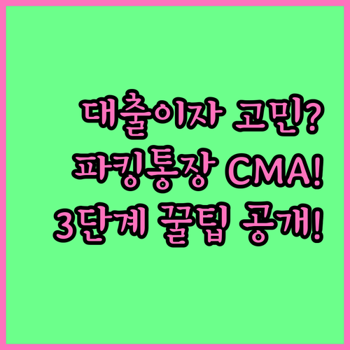 파킹통장 CMA 적극 활용 대출 이자..