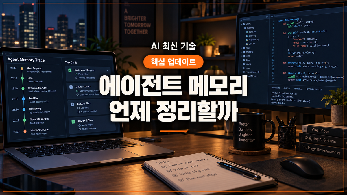 대표 이미지: JitMem 읽기 시점 메모리 큐레이션을 보여주는 개발자 작업 공간