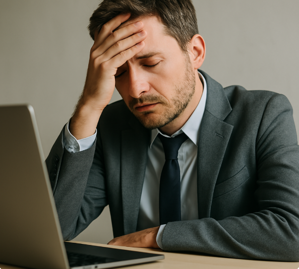 자율신경 실조증 증상중 하나인 피곤함과 무기력함을 보이는 직장인의 모습