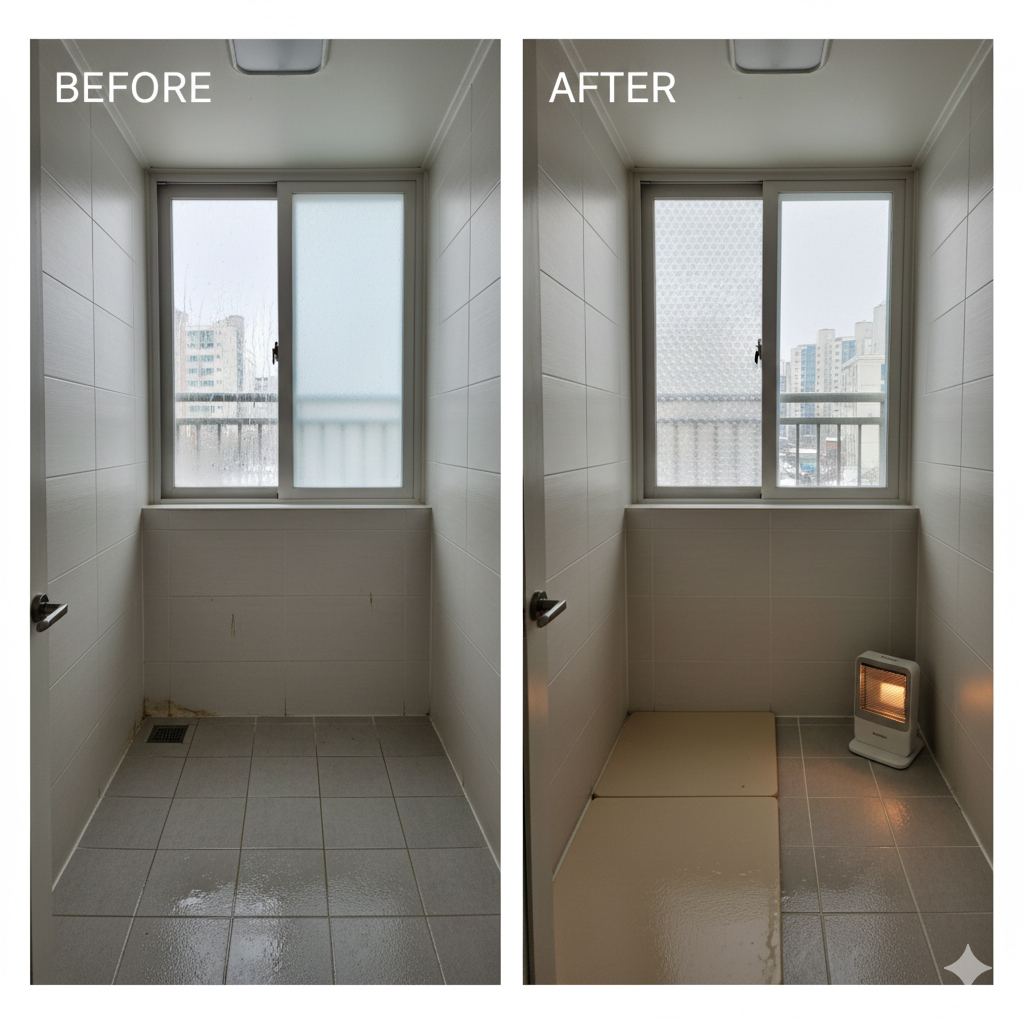 욕실 창문 단열과 온기 유지