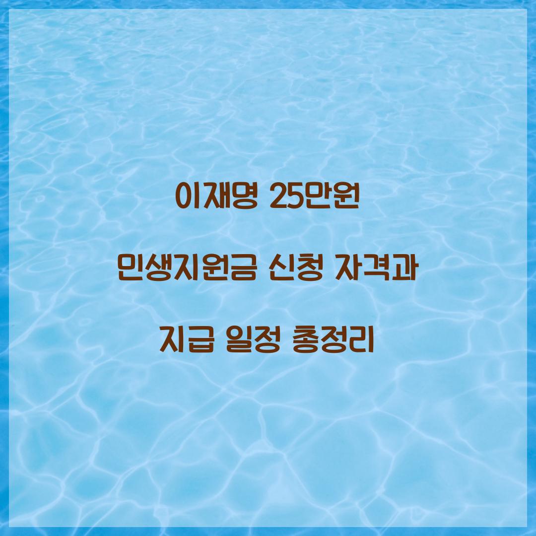 이재명 25만원 민생지원금