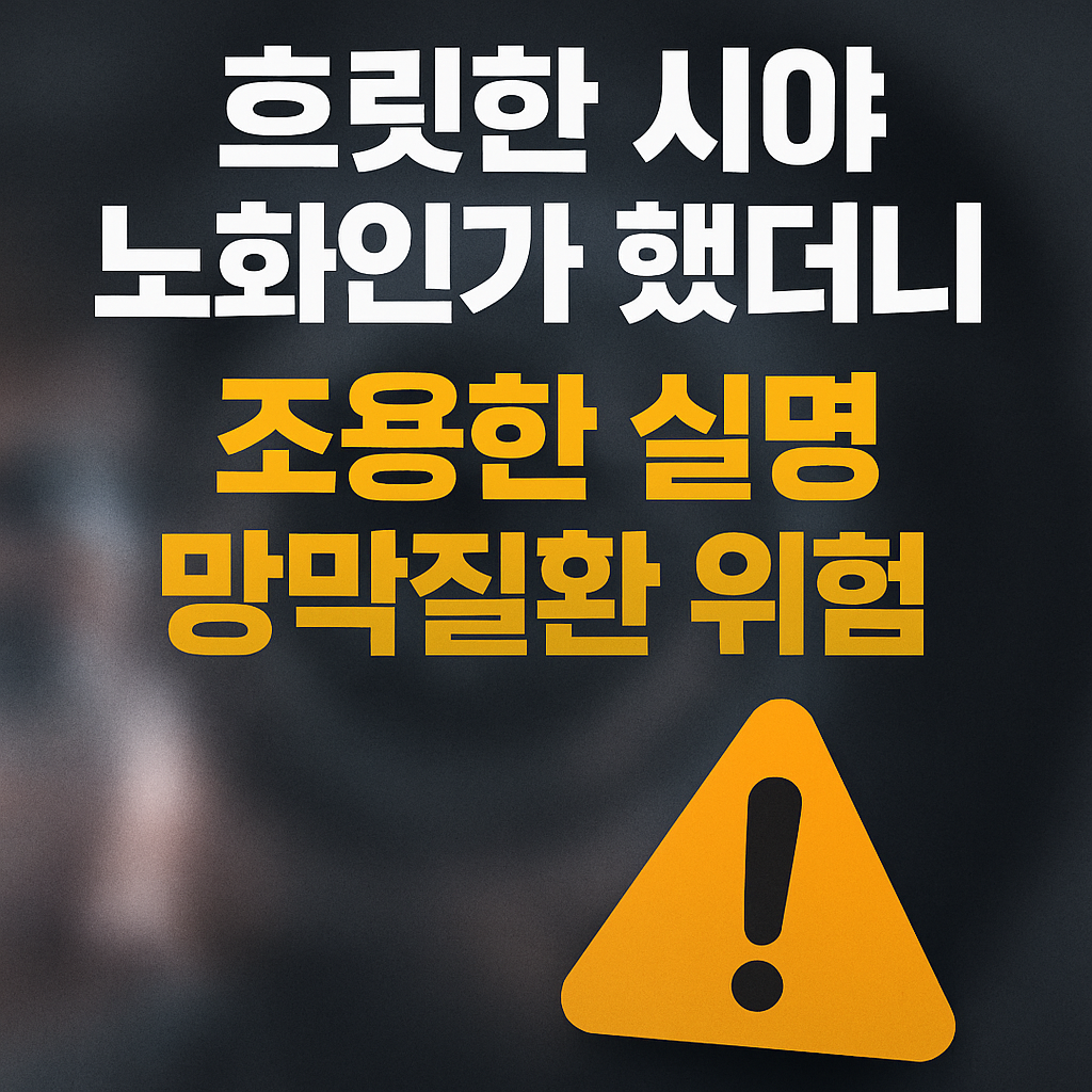 흐릿한 시야를 노화로 생각하면 위험할 수 있고 조용한 실명으로 이어질 수 있다는 경고형 썸네일