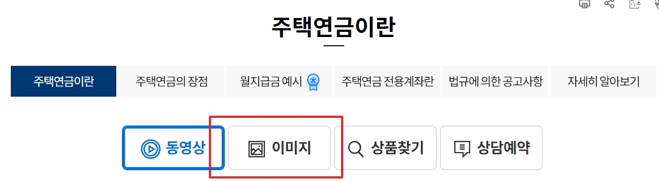 이해를 돕기 위한 주택연금 상세 설명과 시각 자료 화면