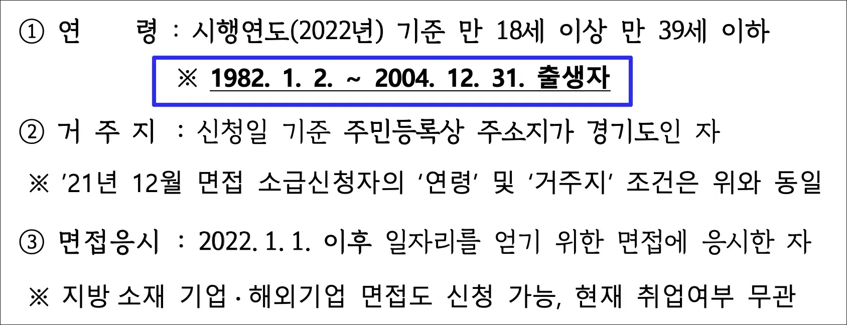 경기도 청년면접수당 자격