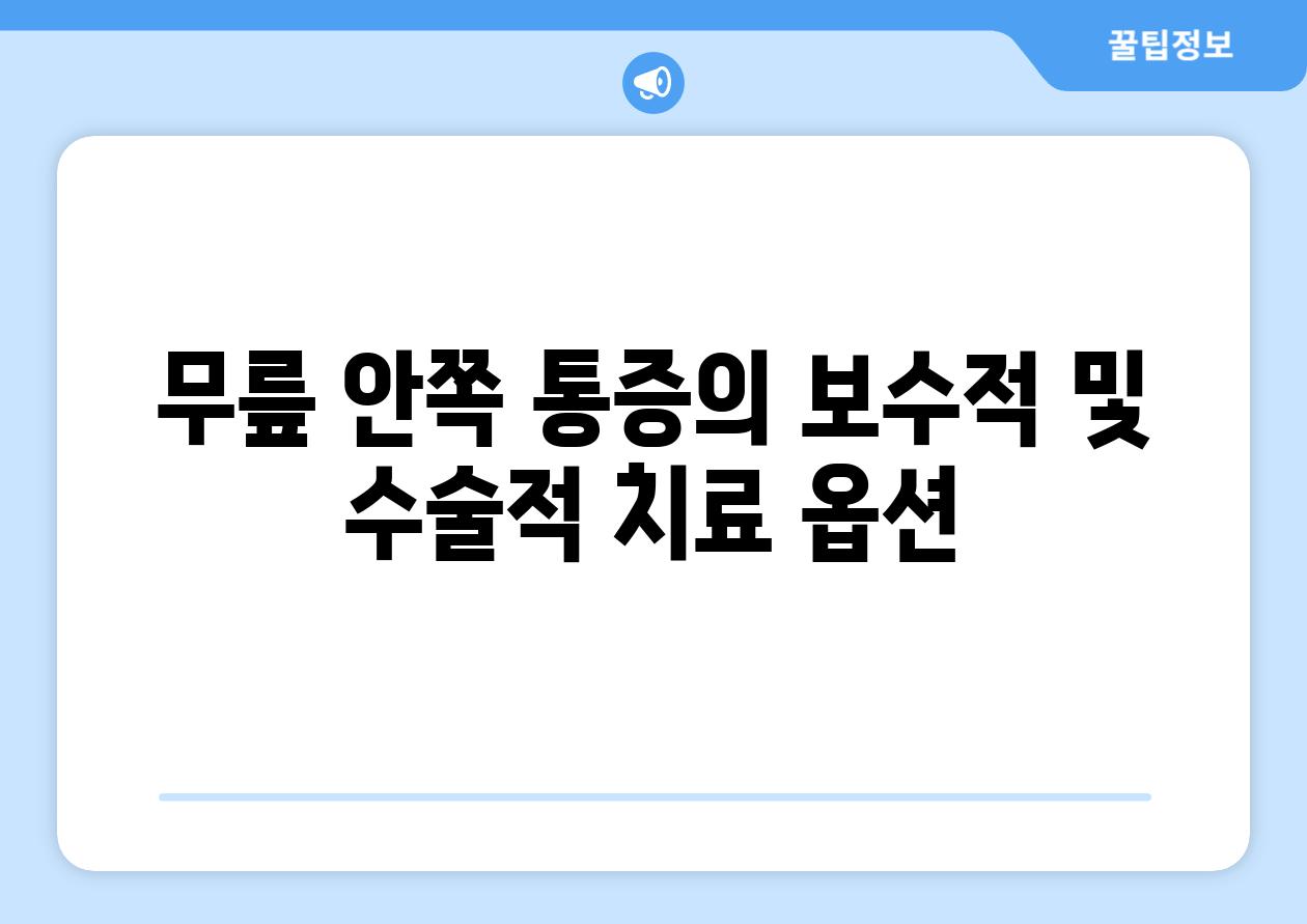 무릎 안쪽 통증의 보수적 및 수술적 치료 옵션