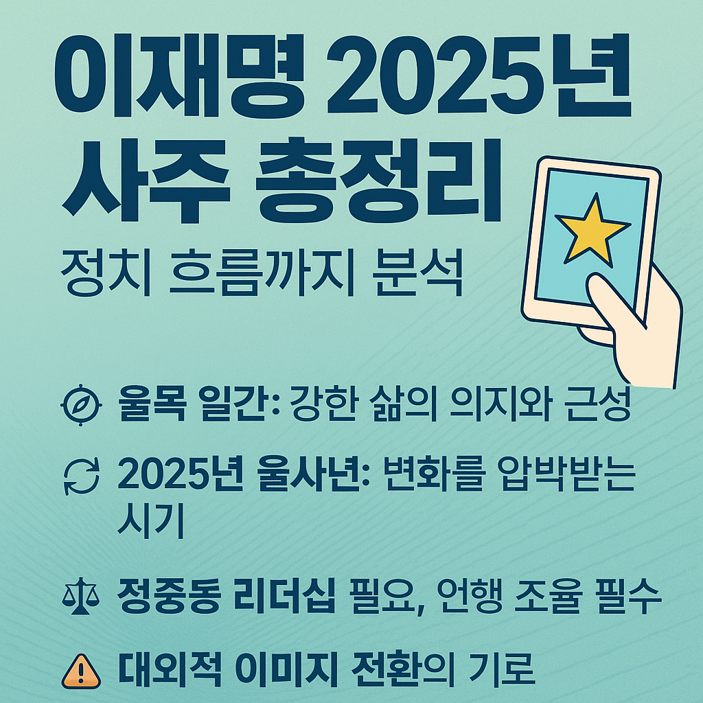 2025년 이재명 대통령 사주 운세 분석🔮 정치 흐름까지 예측한다!