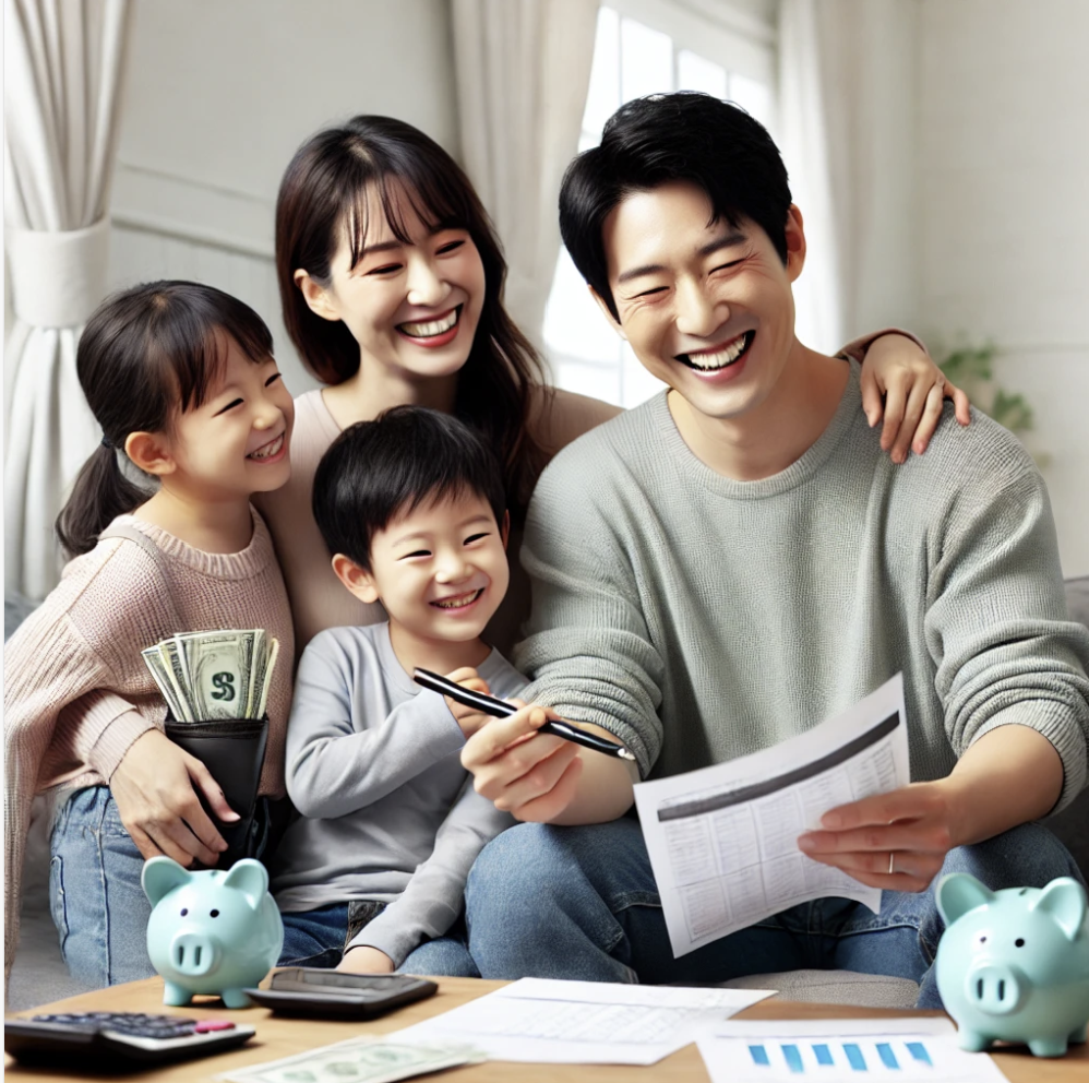 세금혜택과 저축에 대해 상의하는 가족