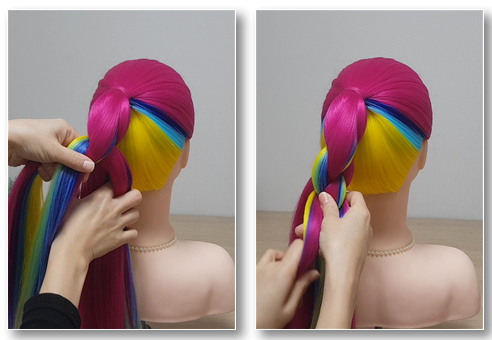 땋기머리 4가닥 입체 땋기 과정2