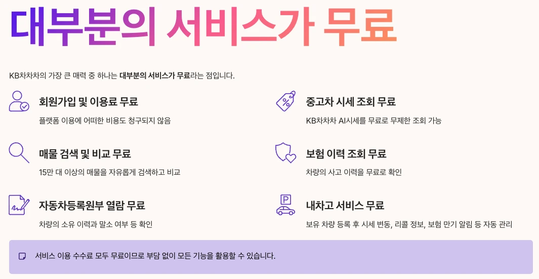 KB차차차 무료 이용 가능한 서비스 내용 정리