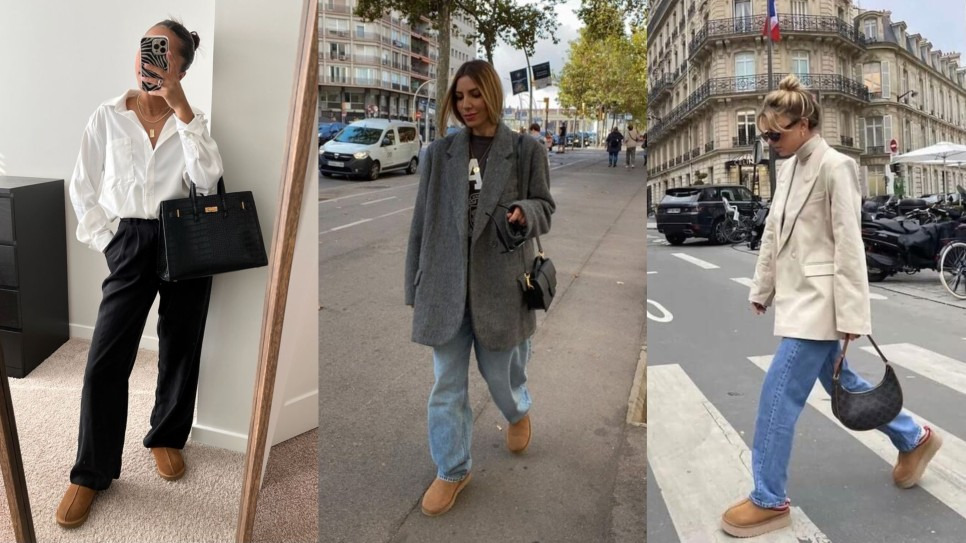 와이드 데님 + 어그 타스만