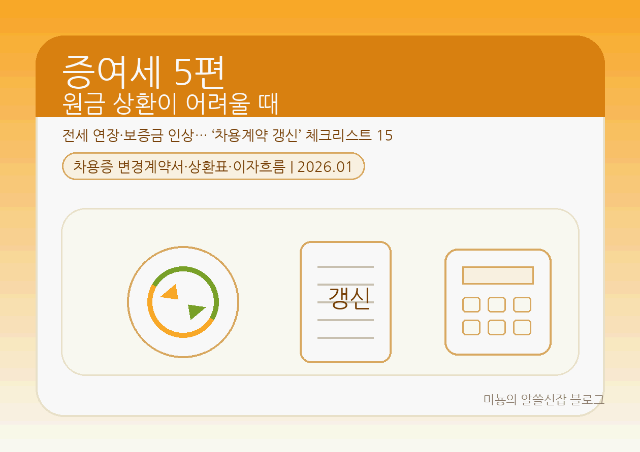 원금 상환이 어려울 때|전세 연장·보증금 인상 시 "차용계약 갱신" 체크리스트 15