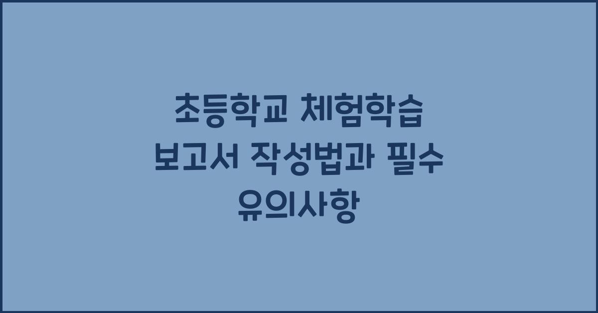 초등학교 체험학습 보고서 작성법