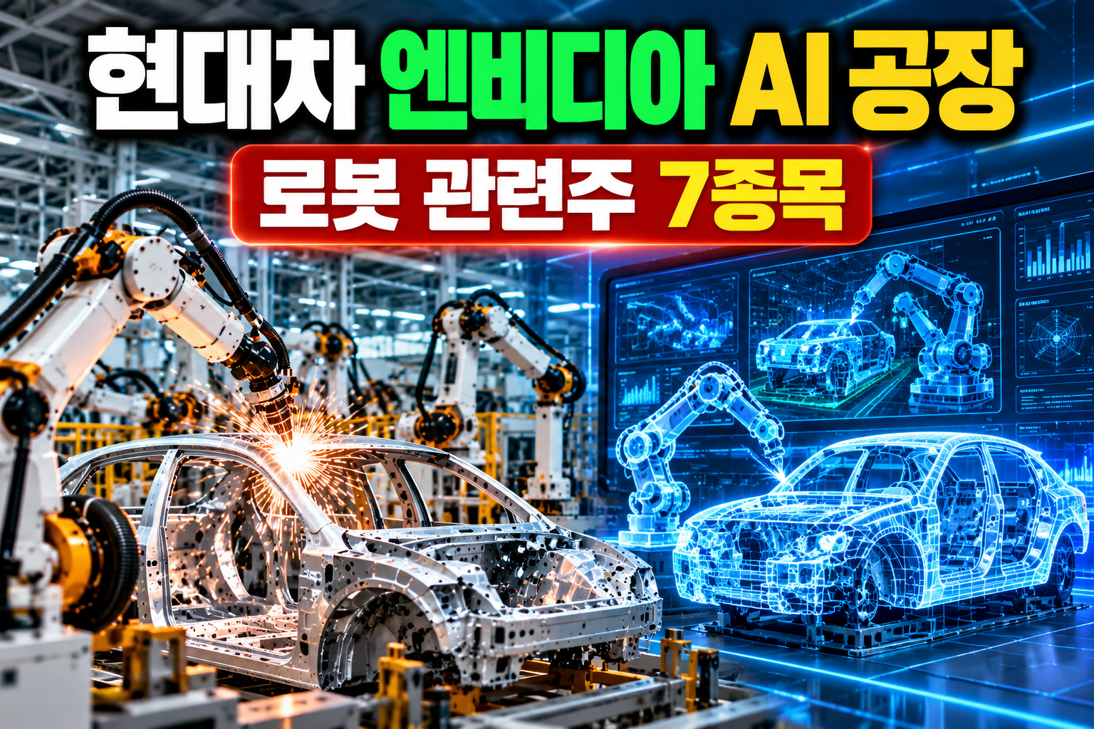 현대차 엔비디아 AI 공장 제조 혁신과 로봇 관련주 7종목, 자동차 생산라인 로봇 자동화 및 디지털 트윈 기술