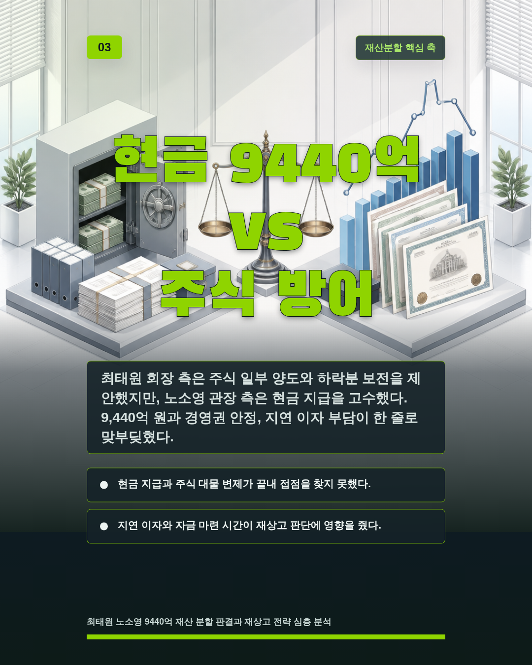 현금 9440억 vs 주식 방어