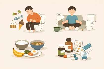 설사 원인에 따라 음식과 약 선택을 구분해 관리하는 흐름9