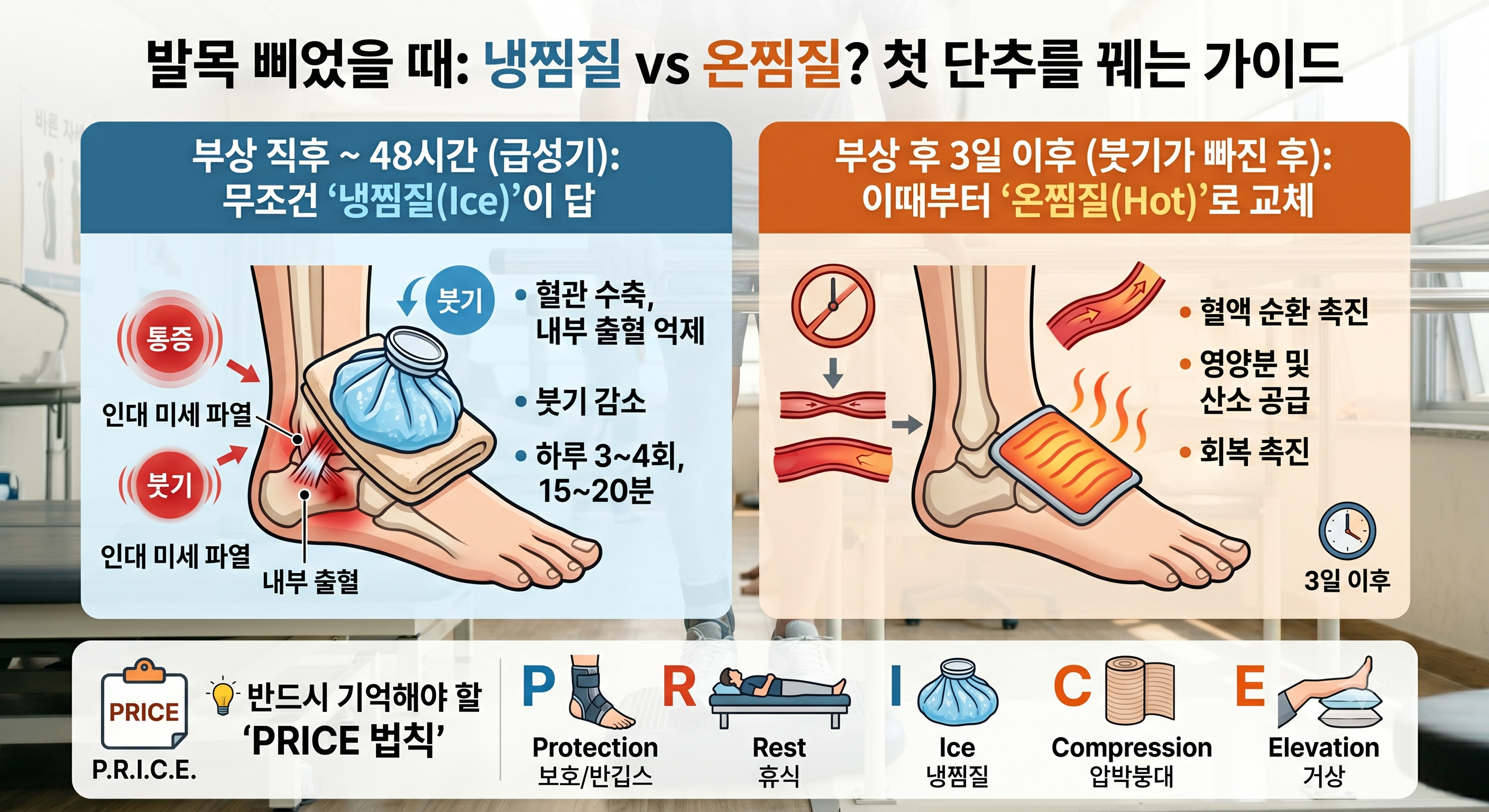 발목 삐었을 때 냉찜질 vs 온찜질? 첫 단추를 꿰는 가이드