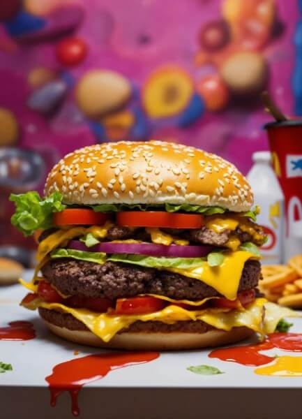 이쁜 배경을 한 햄버거 모습
