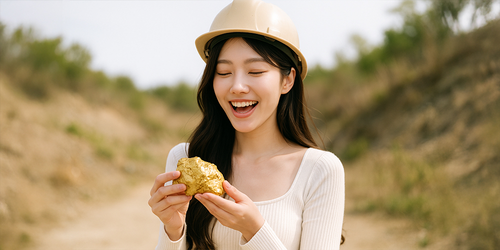 꿈에서 금을 발견하고 기뻐하는 사람