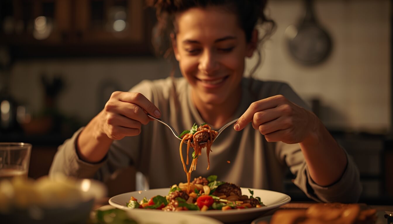 직접 만든 요리를 정성스럽게 접시에 담는 모습