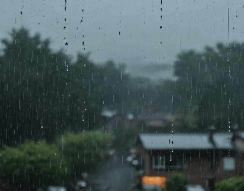 창 밖으로 비가 내리는 모습 그림