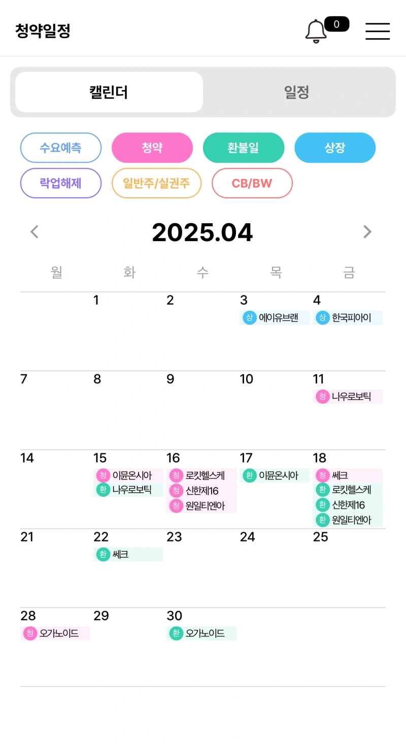 25년-4월-공모주-캘린더