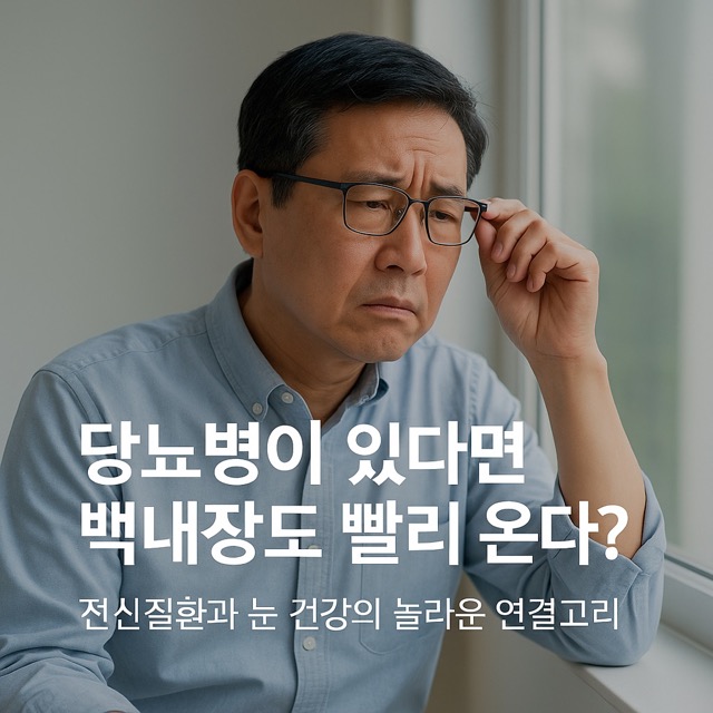 당뇨병으로 흐려진 시야에 걱정하는 중년 남성(출처: 자체제작)