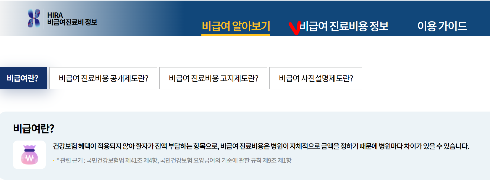 심평원 비급여진료정보