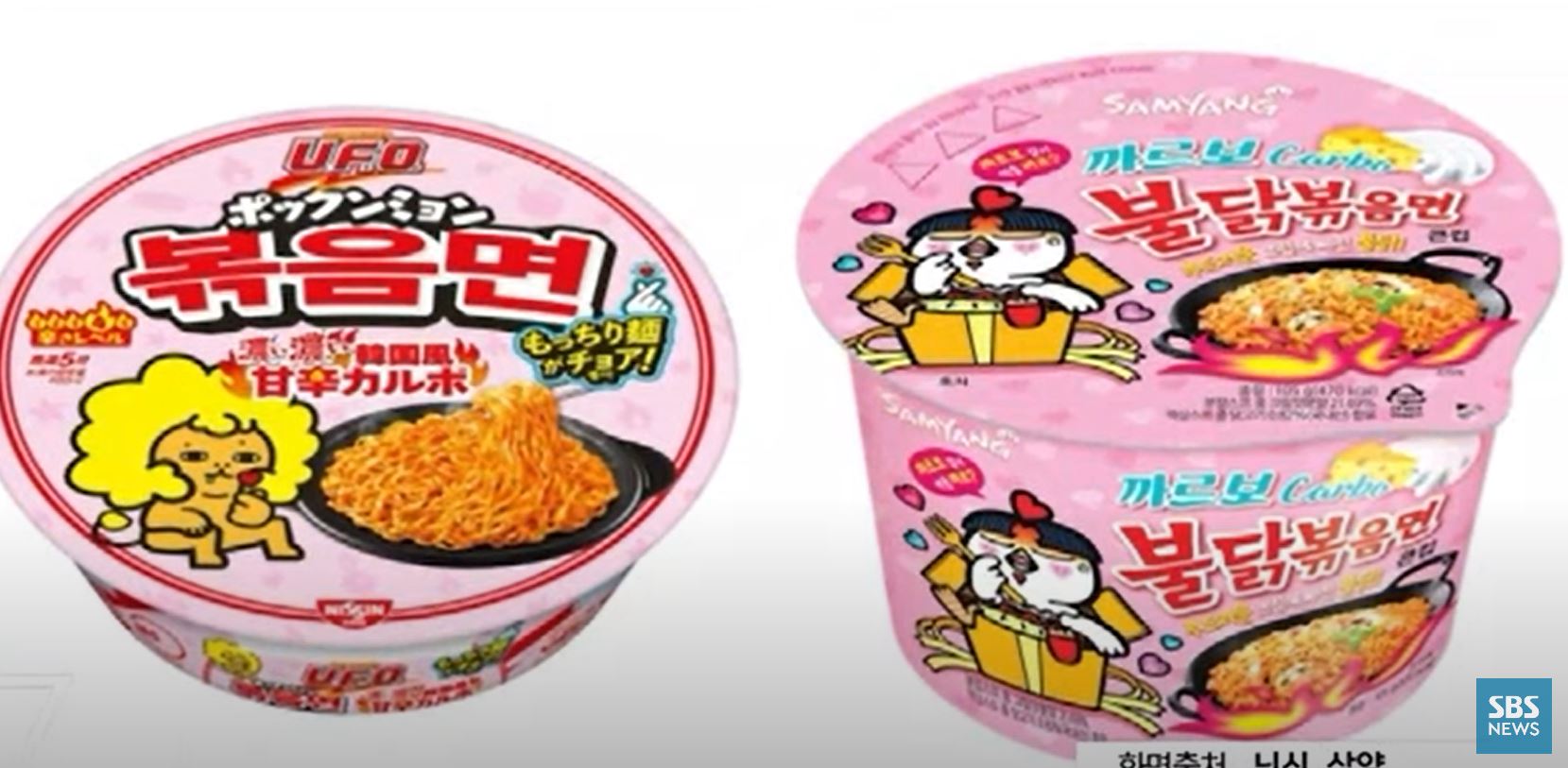 닛신이 출시한 불닭볶음면과 삼양 불닭볶음면 비교