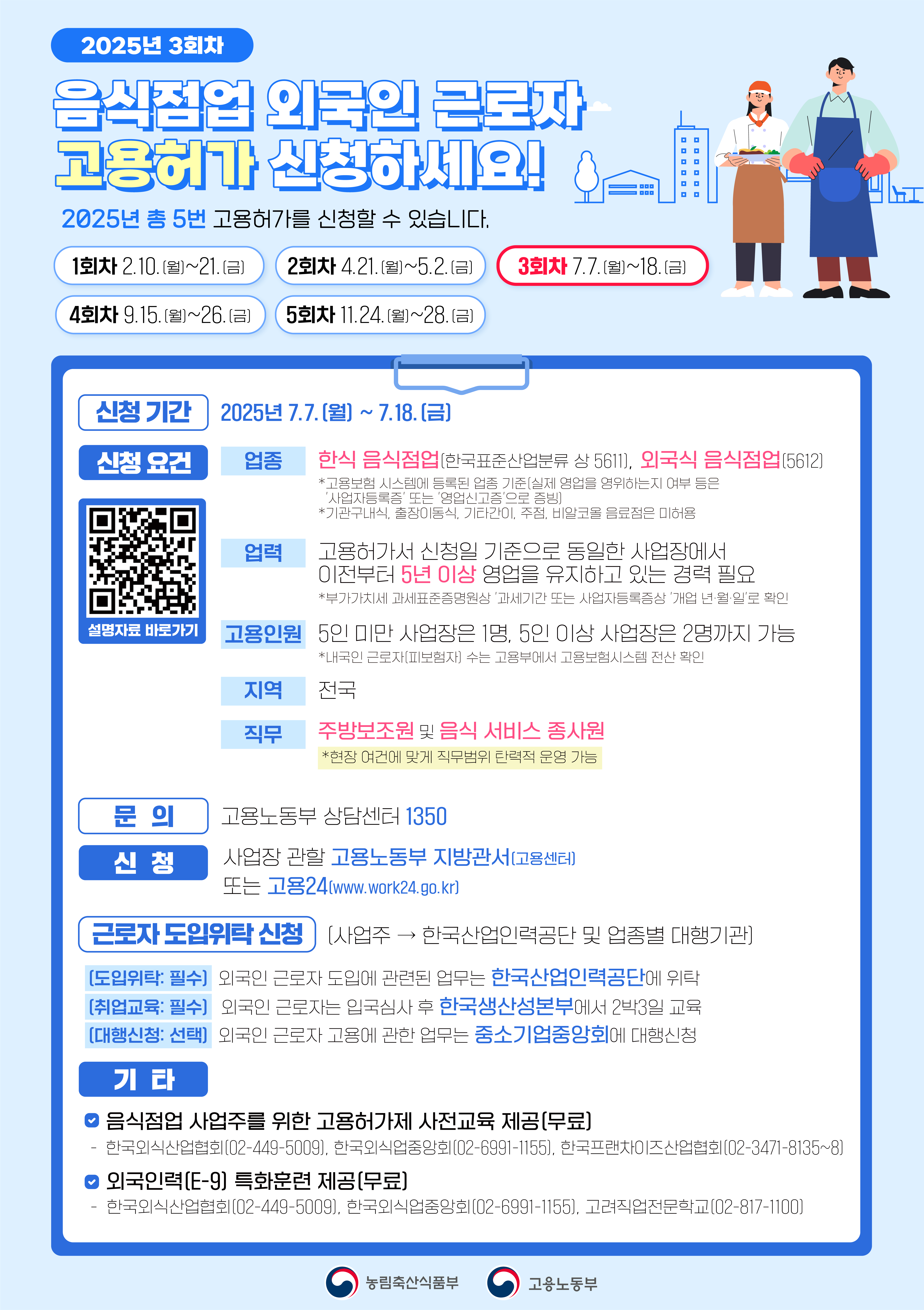 음식점은 외국인 근로자 고용허가 신청 안내