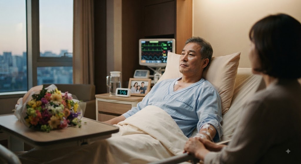 고엽제후유증 2세 환자가 병원에 누워있는 모습