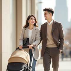 육아휴직 후 복직하는 젊은 부부의 모습