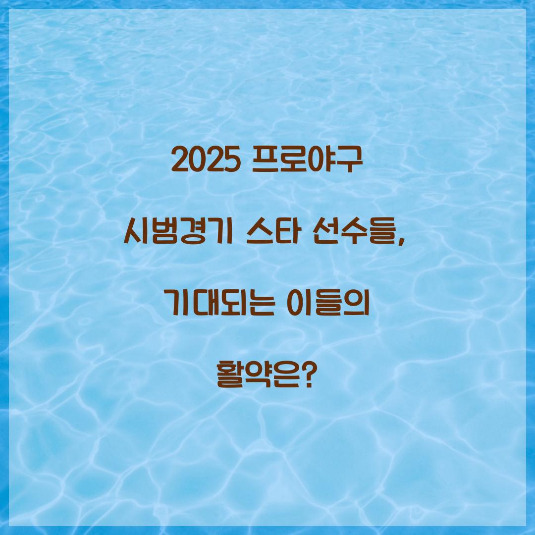 2025 프로야구 시범경기