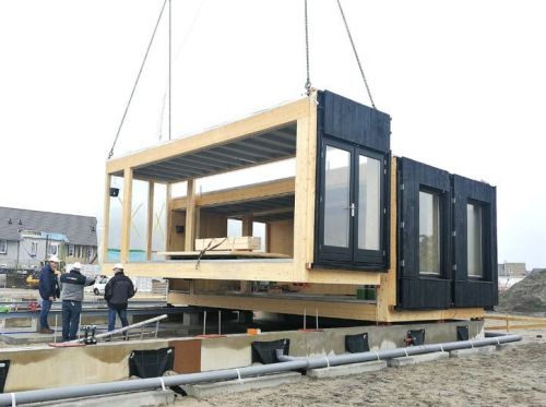 모듈러주택 시공 모습(사진 : Pinterest)