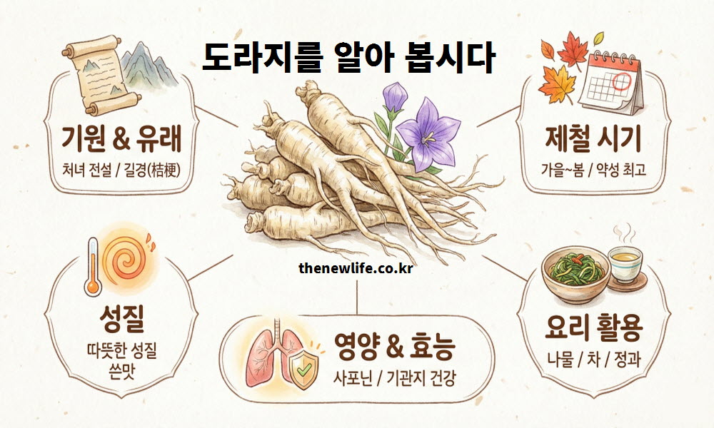 도라지 효능과 동의보감 유래 및 따뜻한 성질을 표현한 이미지