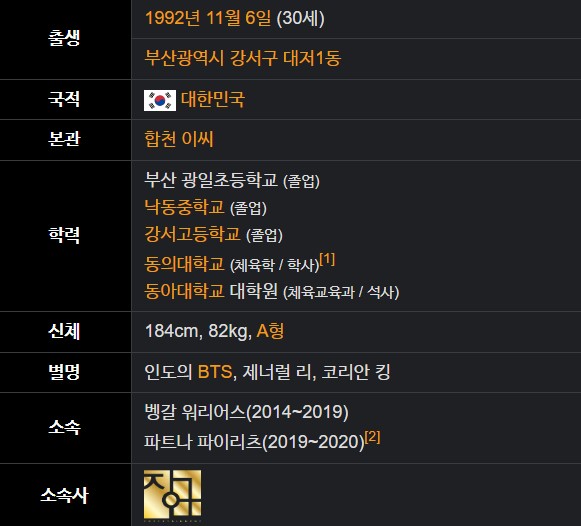 이장군 나이 학력 카바디 프로필