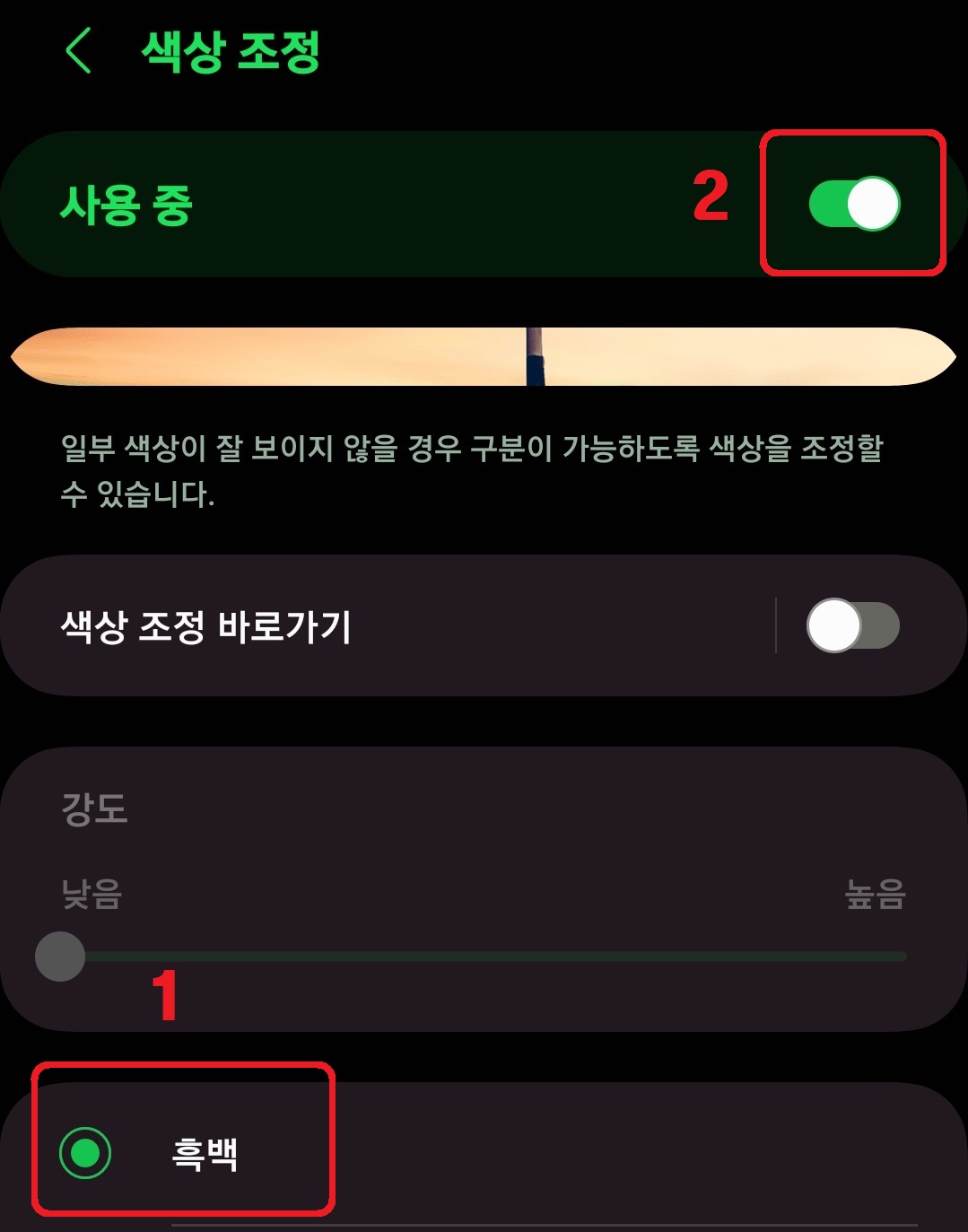 갤럭시 스마트폰 흑백 화면 설정 방법 5