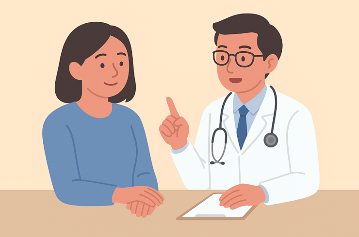 의사와 상담하는 여성
