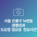 서울 은평구 녹번동 정형외과 주말 토요일 일요일 문여는 병원 진료시간