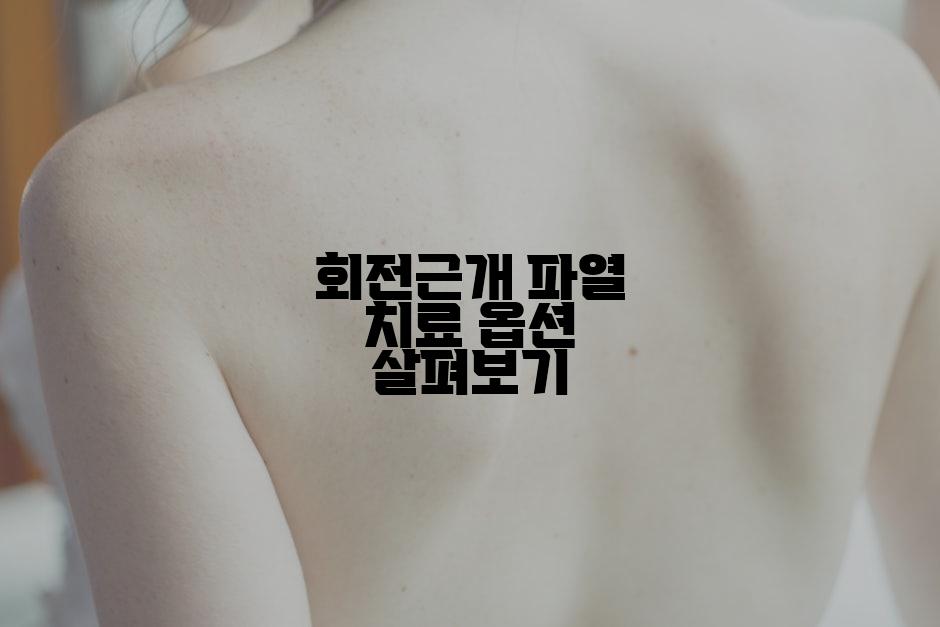 회전근개 파열 치료 옵션 살펴보기