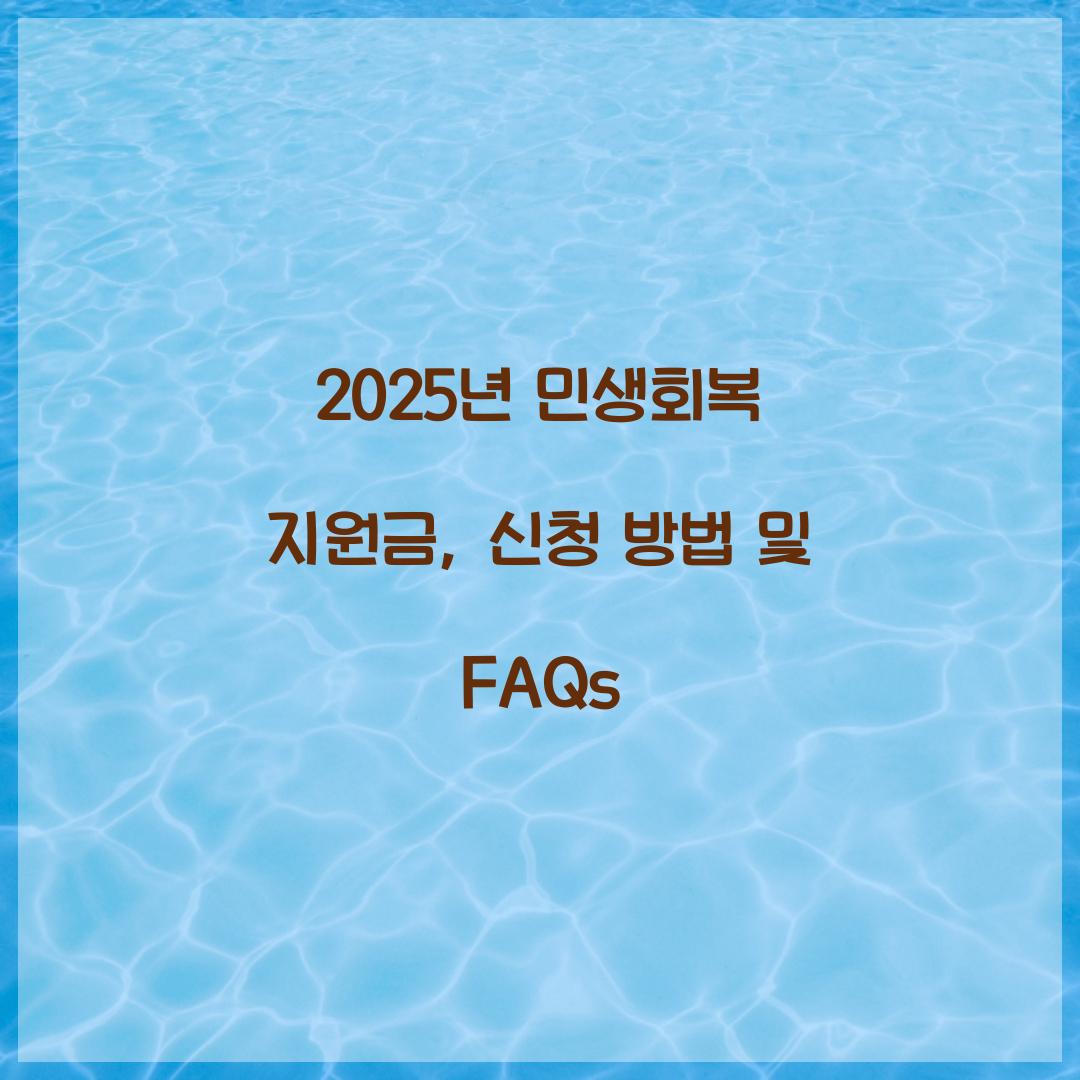 2025년 민생회복 지원금