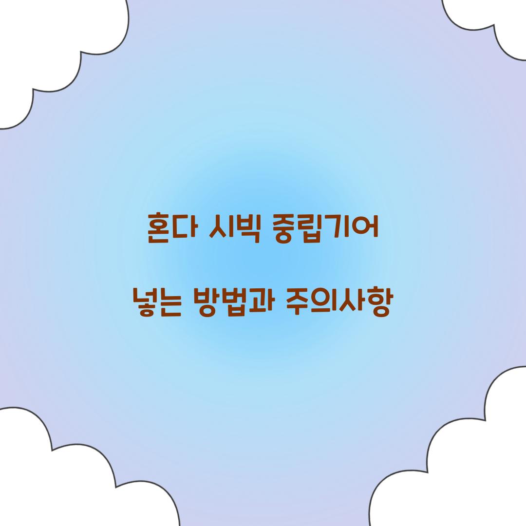 중립기어 넣는 방법