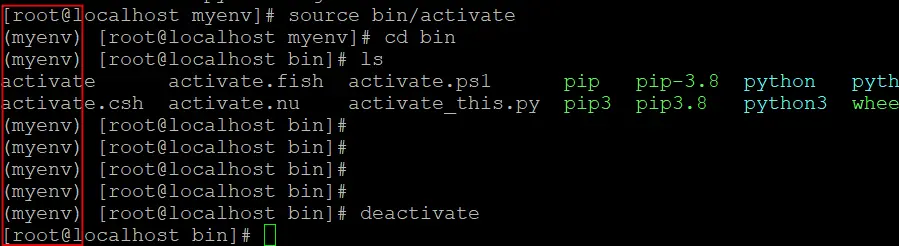 활성화된 myenv 가상환경