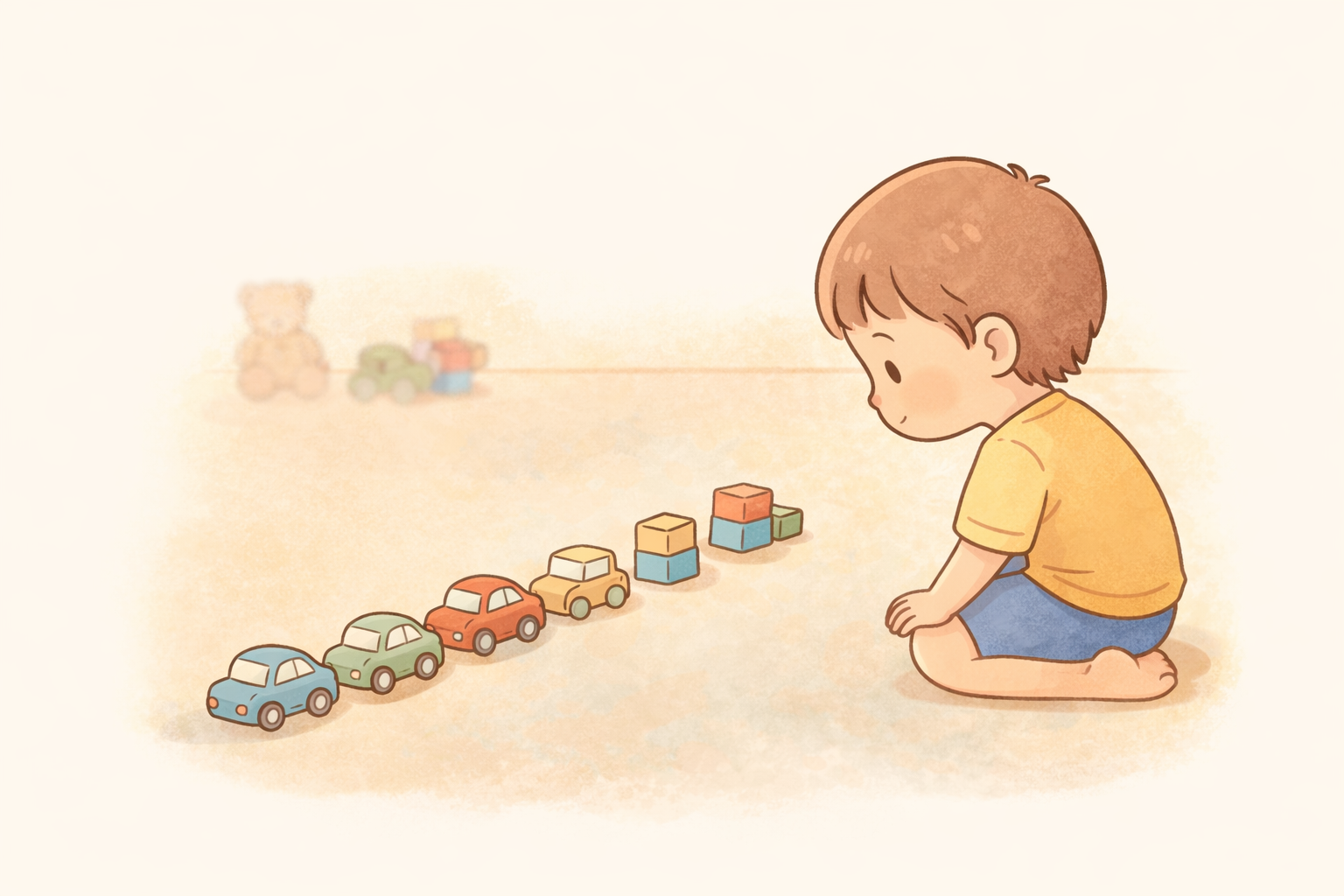 장난감을 줄 세우는 행동은 무엇을 의미할까