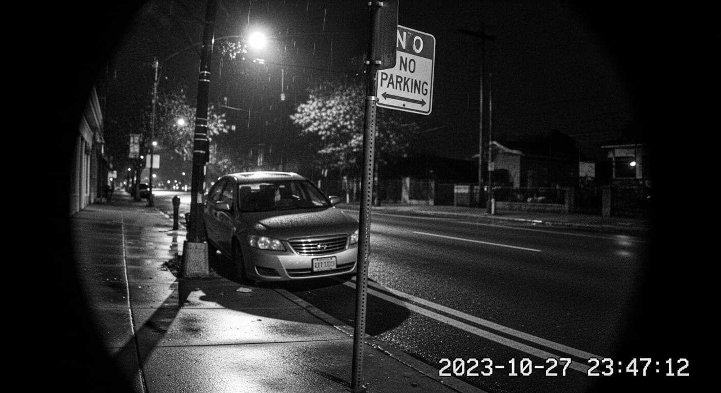 도로변 주정차 금지 표지판과 노면 표시