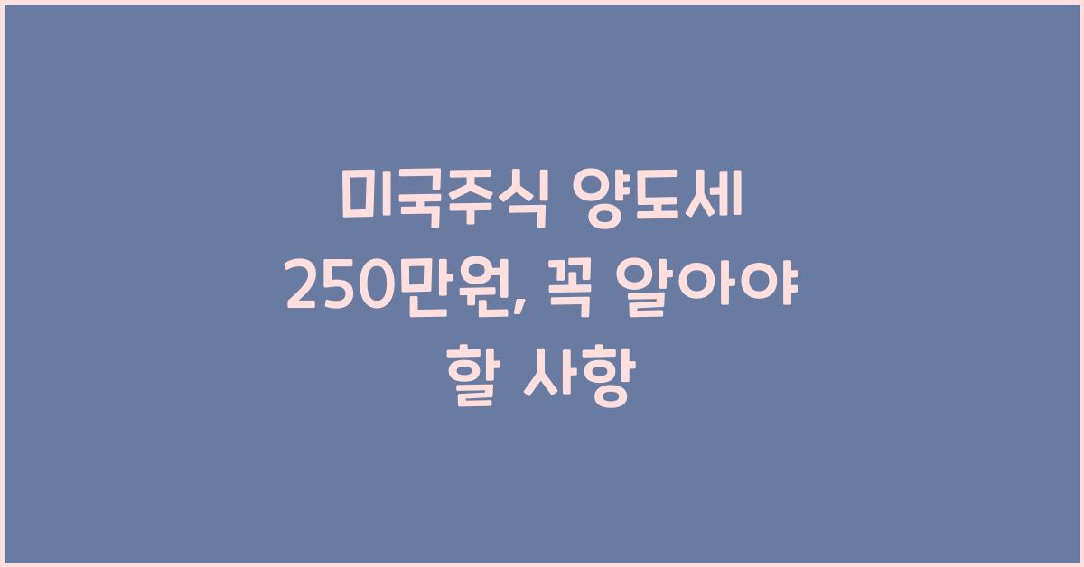 미국주식 양도세 250만원